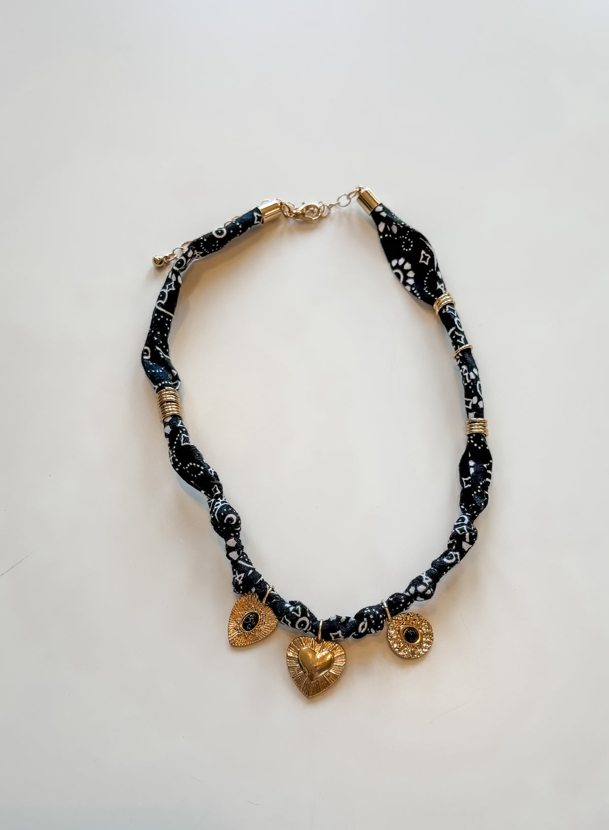 Black Heart Bandana Necklace