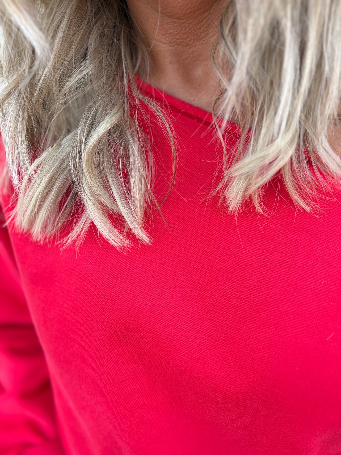 Peek-A-Shoulder Pullover Red