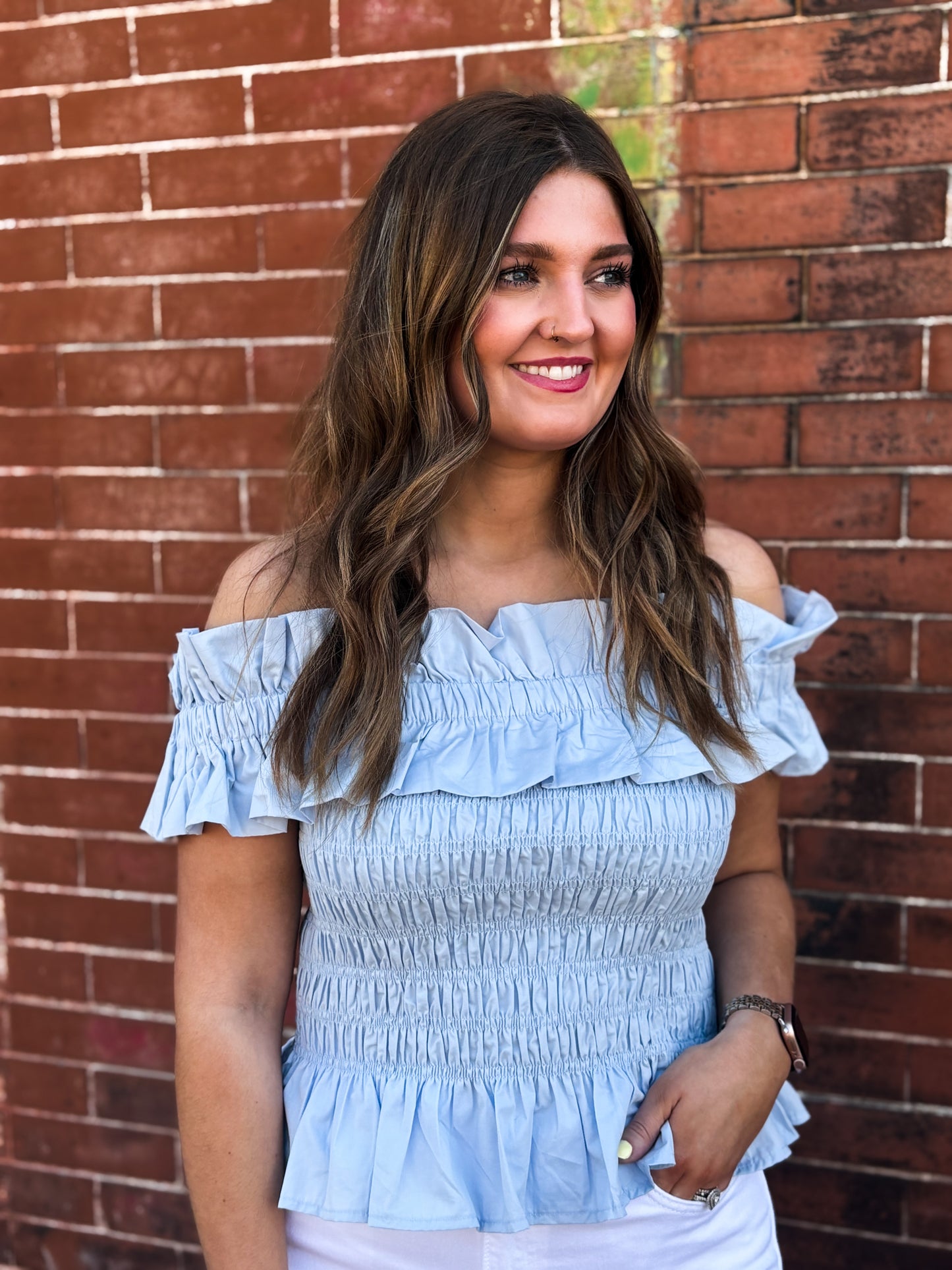 Blue Bliss Ruffle Top