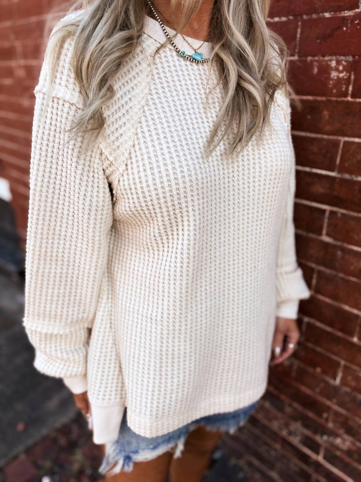 Cream Cozy Patch Pullover
