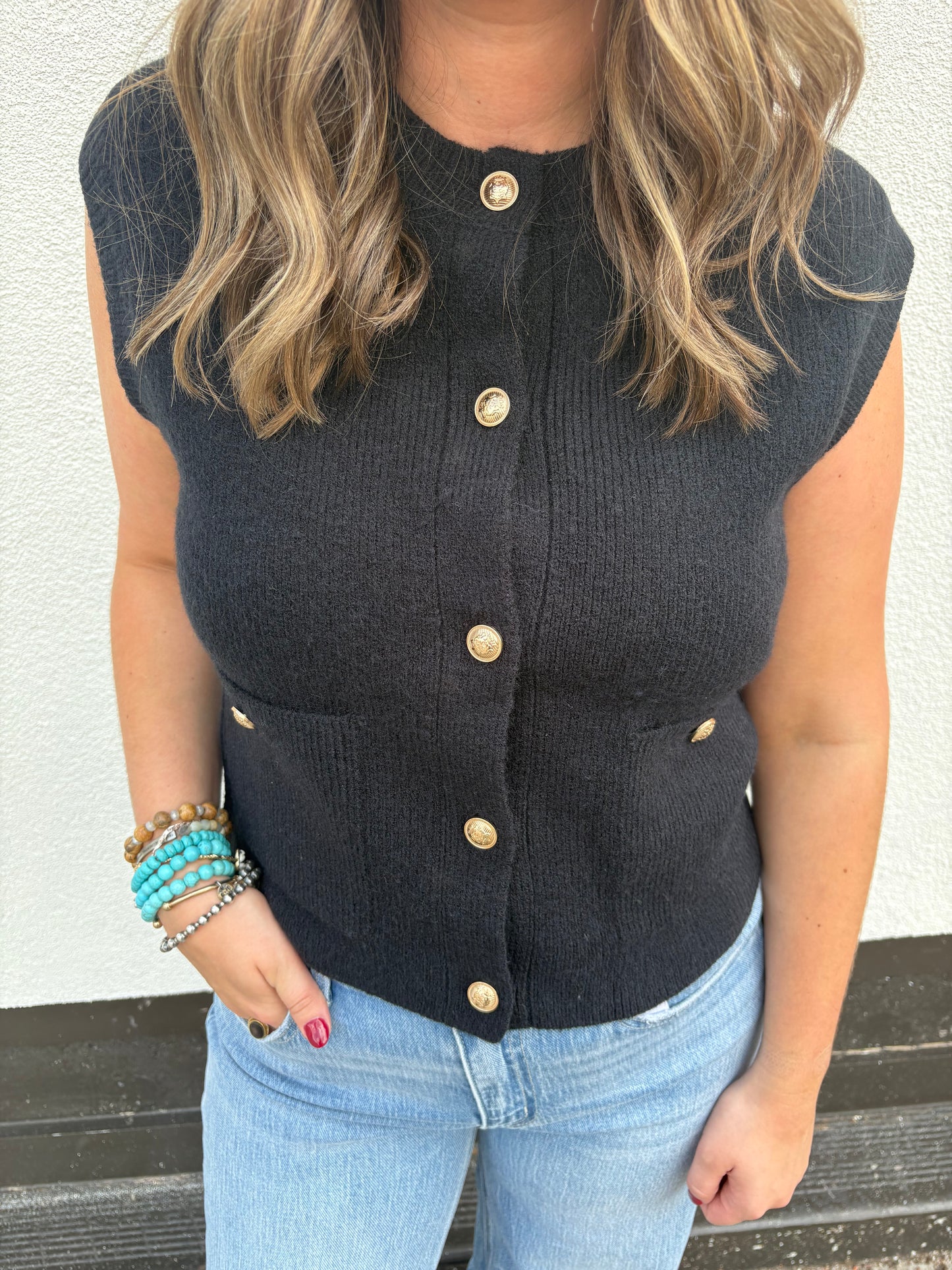 Golden Touch knit Vest - Black