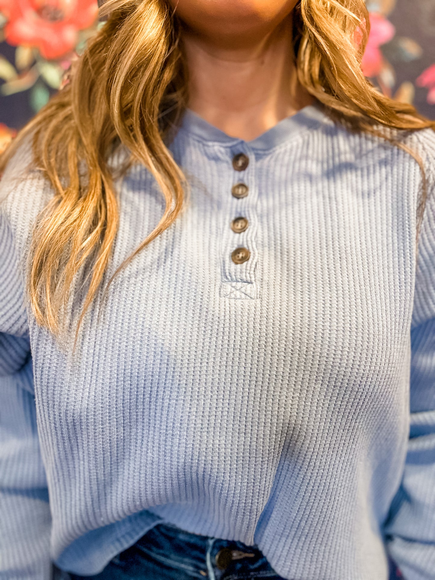 Essential Waffle Knit -Blue