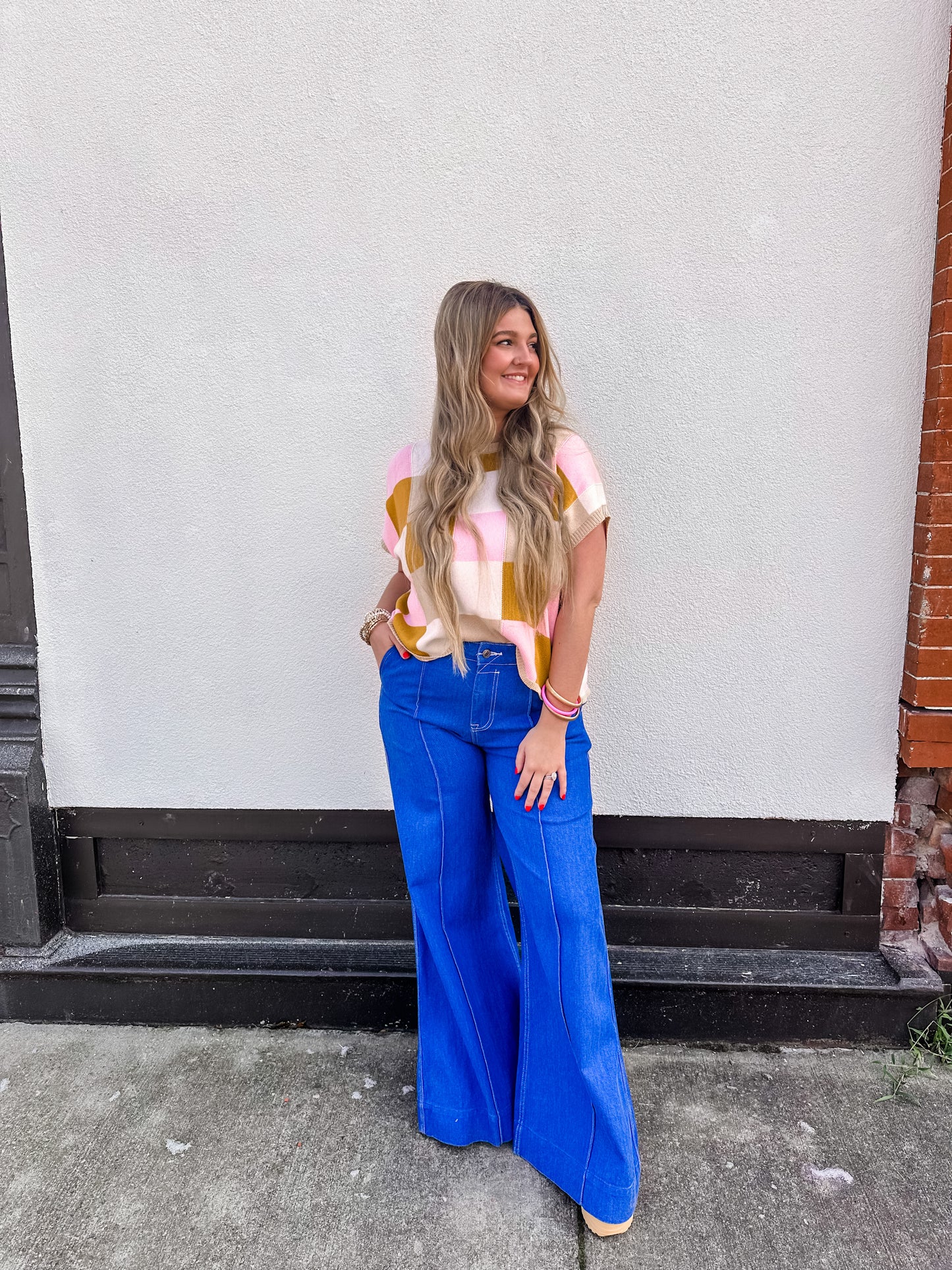 Doing My Best Checkered Sweater