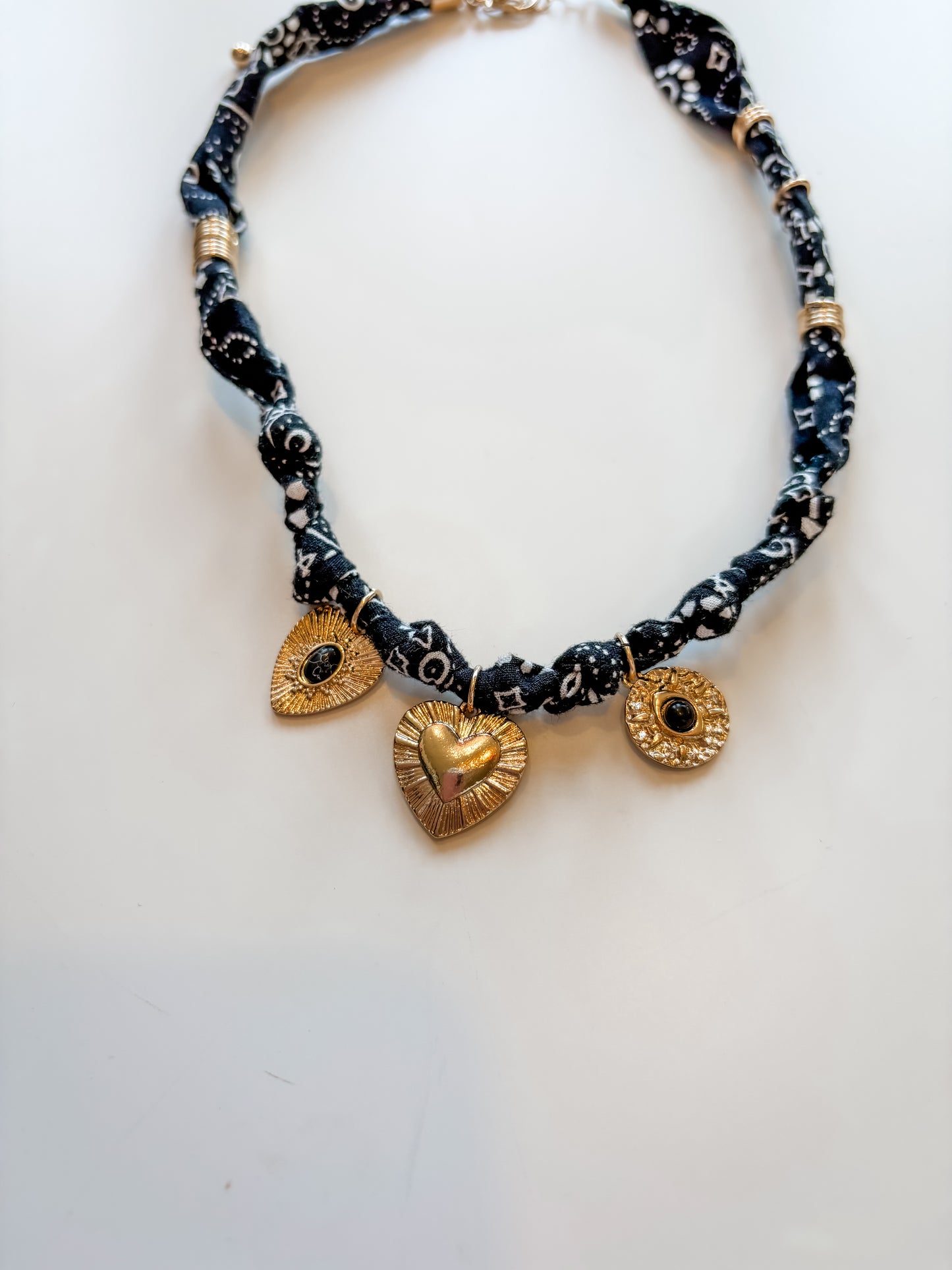 Black Heart Bandana Necklace