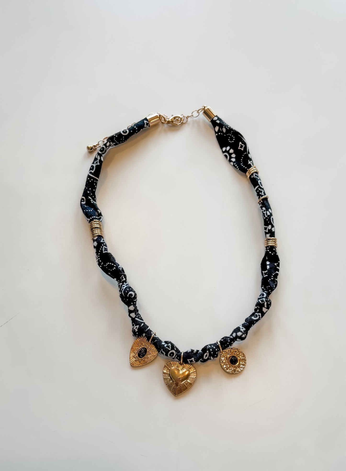Black Heart Bandana Necklace
