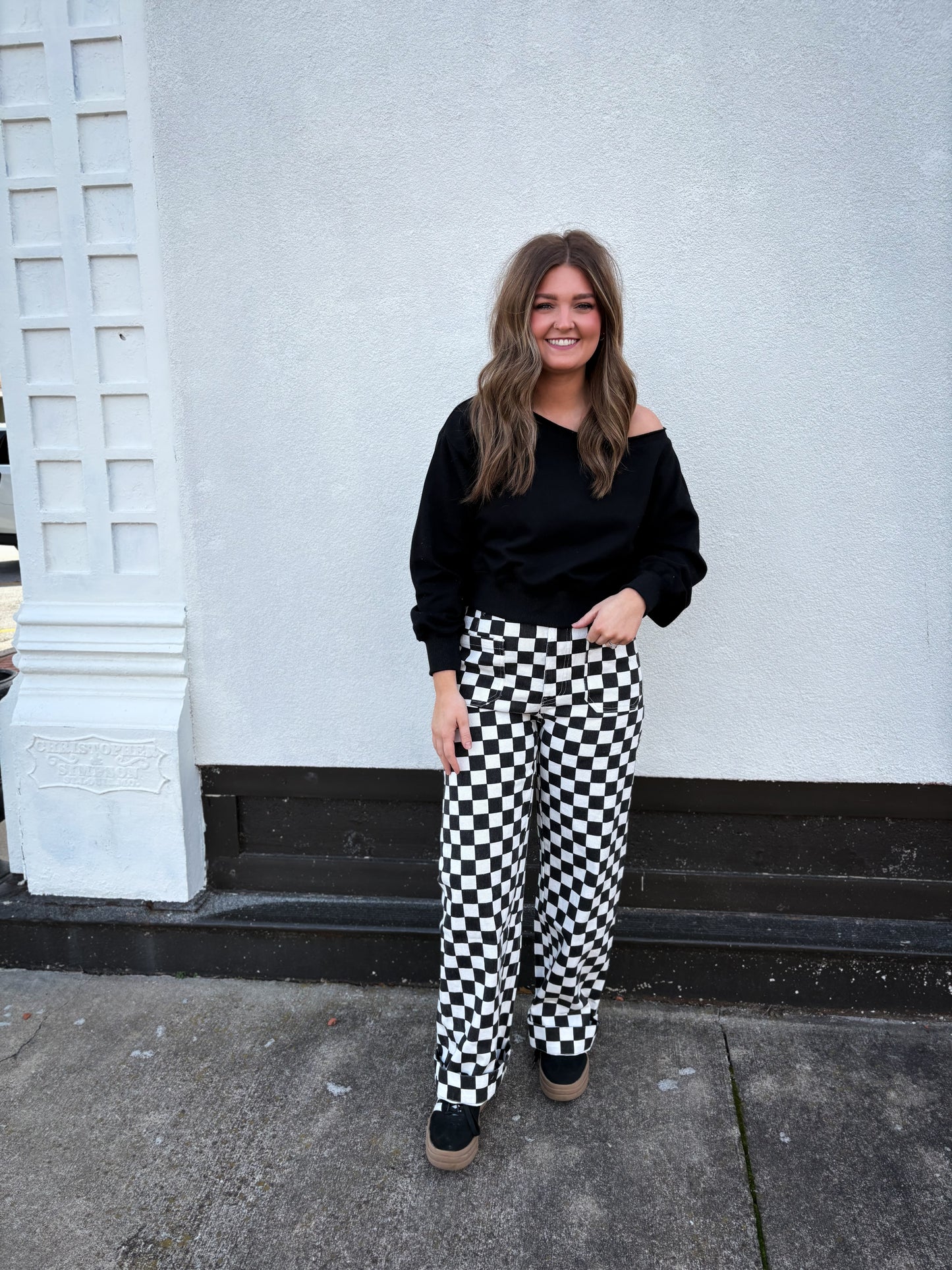 Peek-A-Shoulder Pullover Black