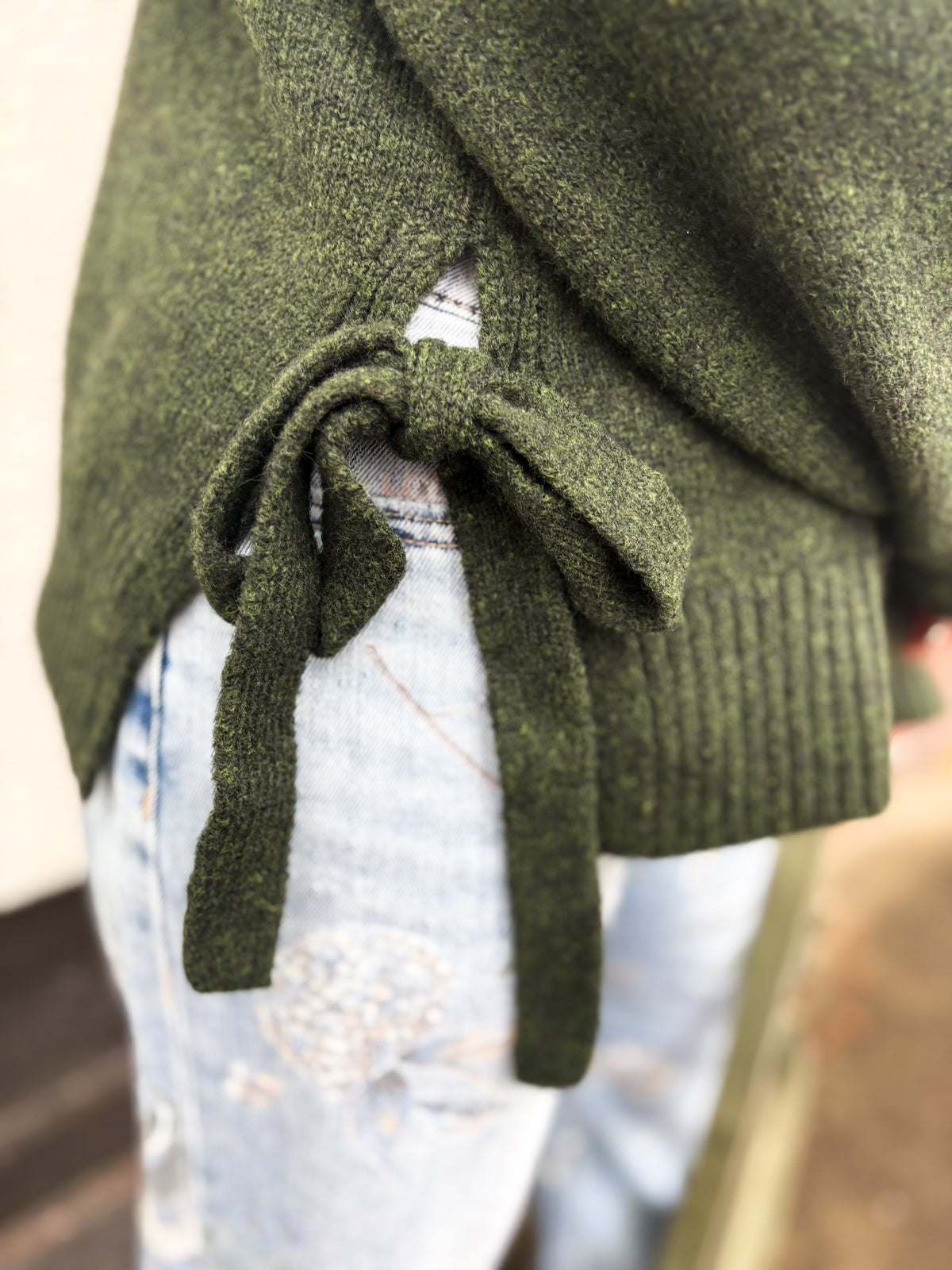 The Signature Tie Olive Sweater