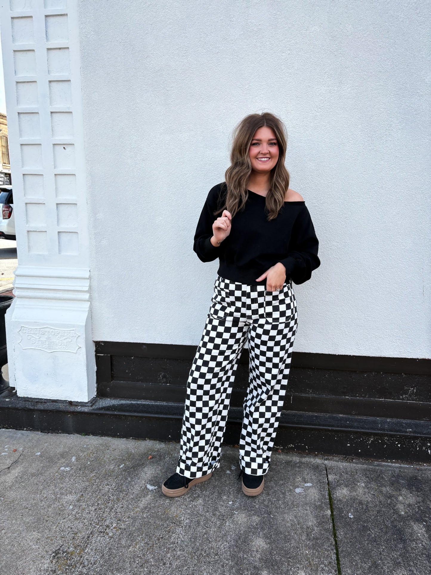 Peek-A-Shoulder Pullover Black