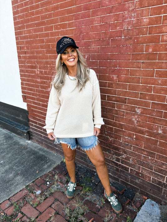 Cream Cozy Patch Pullover