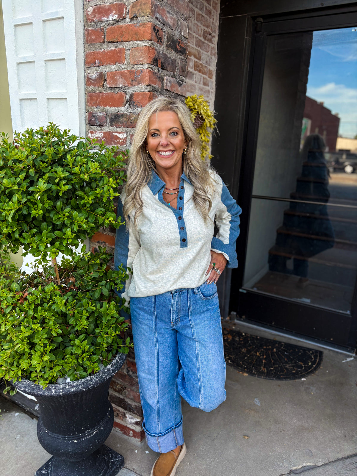 Riley Denim Detail Top