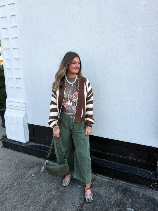 Coffee Simply Striped Cardigan