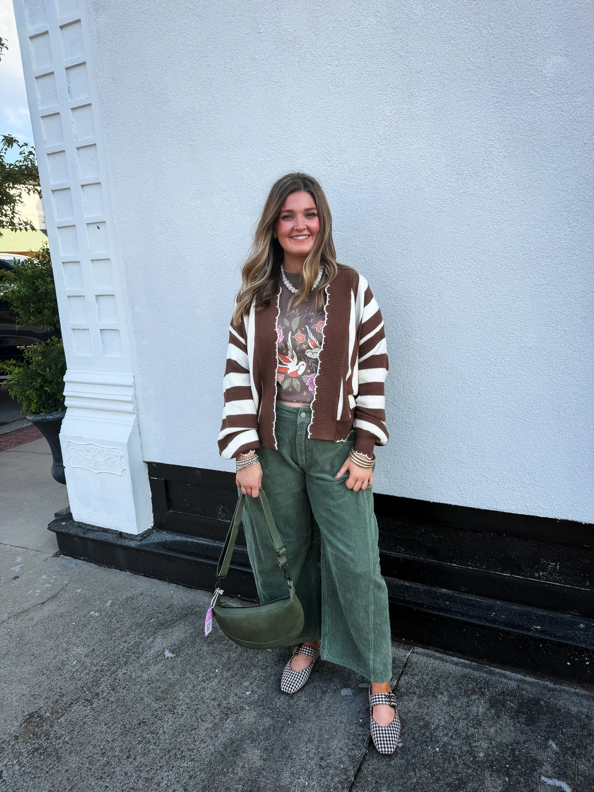 Coffee Simply Striped Cardigan