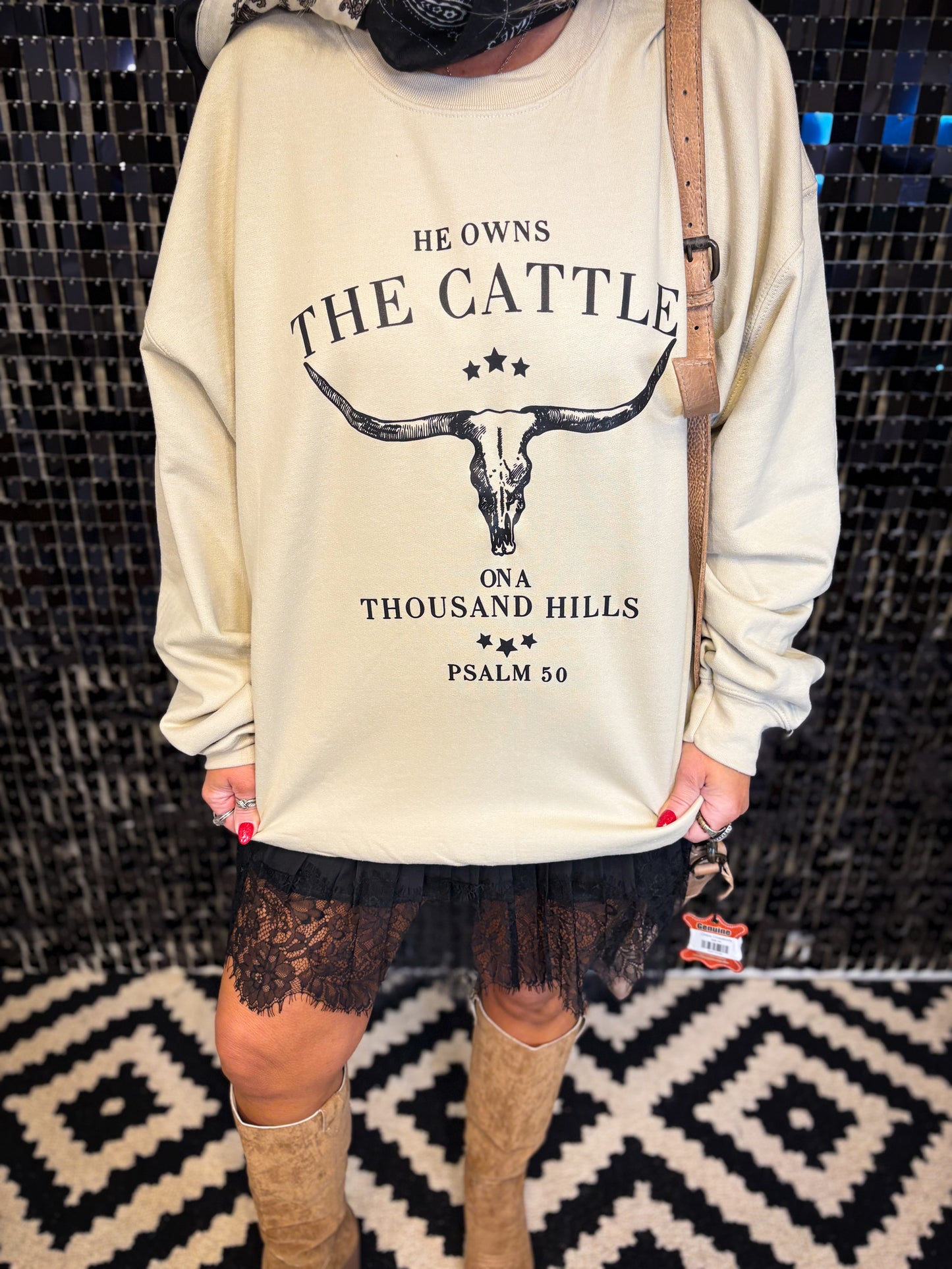He Owns the Cattle Crewneck