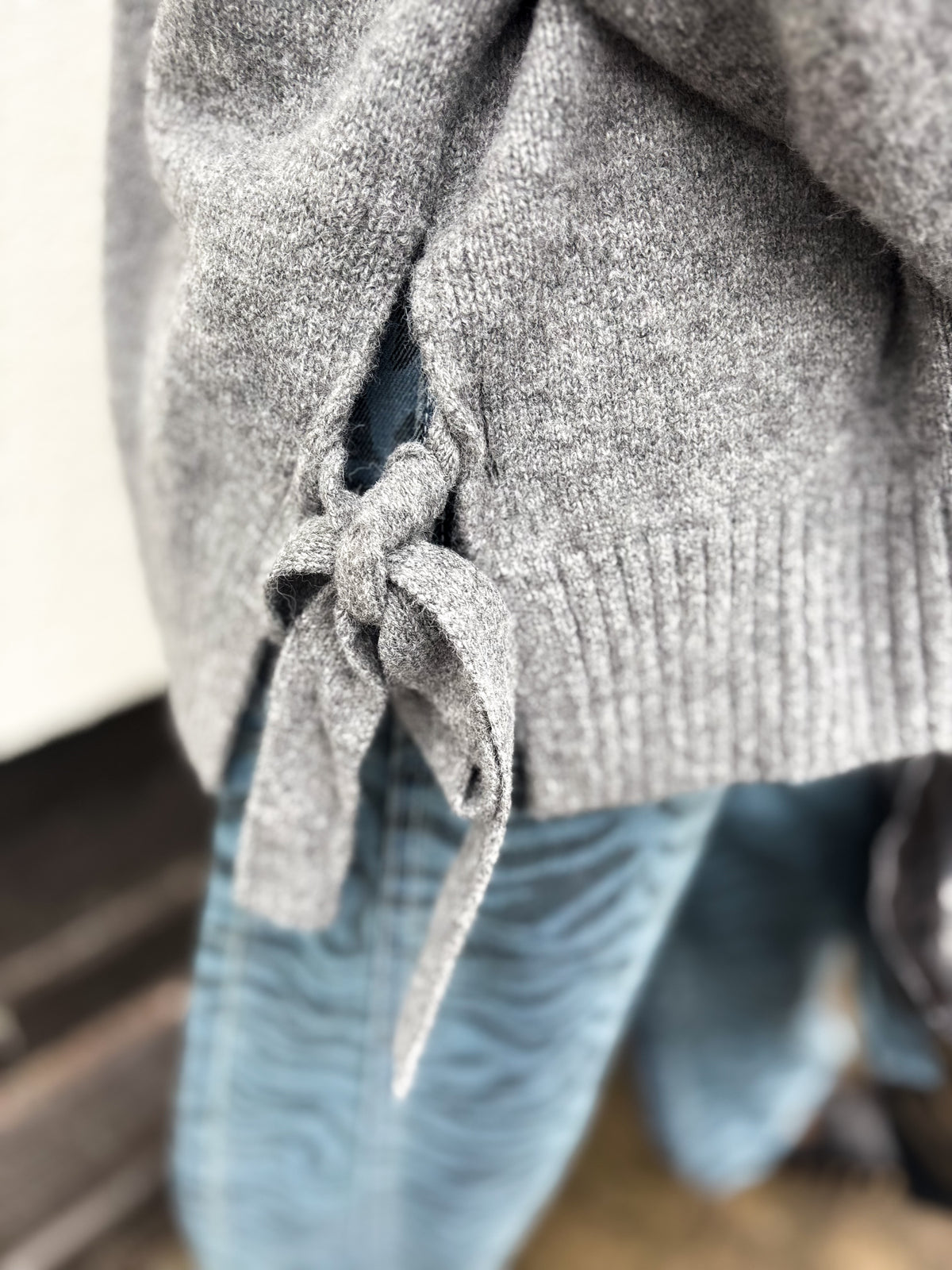 The Signature Tie Grey Sweater