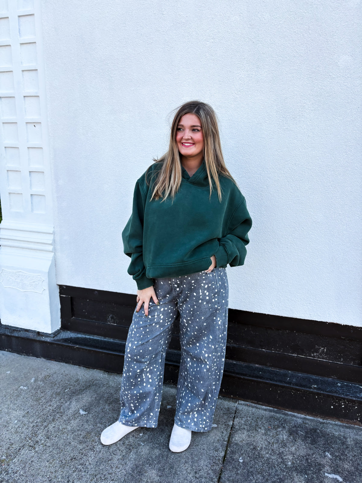 The Deer Print Barrel Jeans