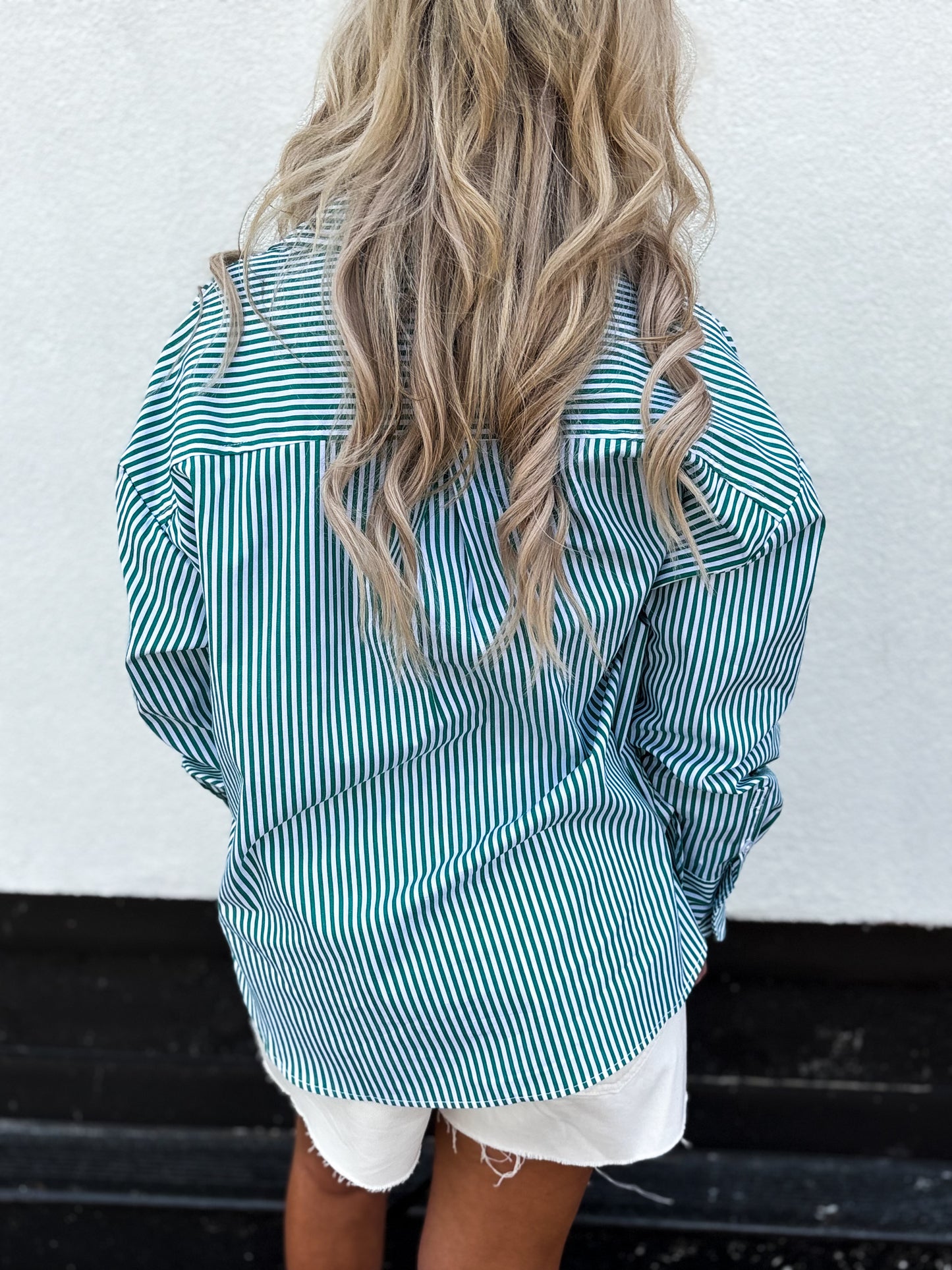 Green Line Button Down