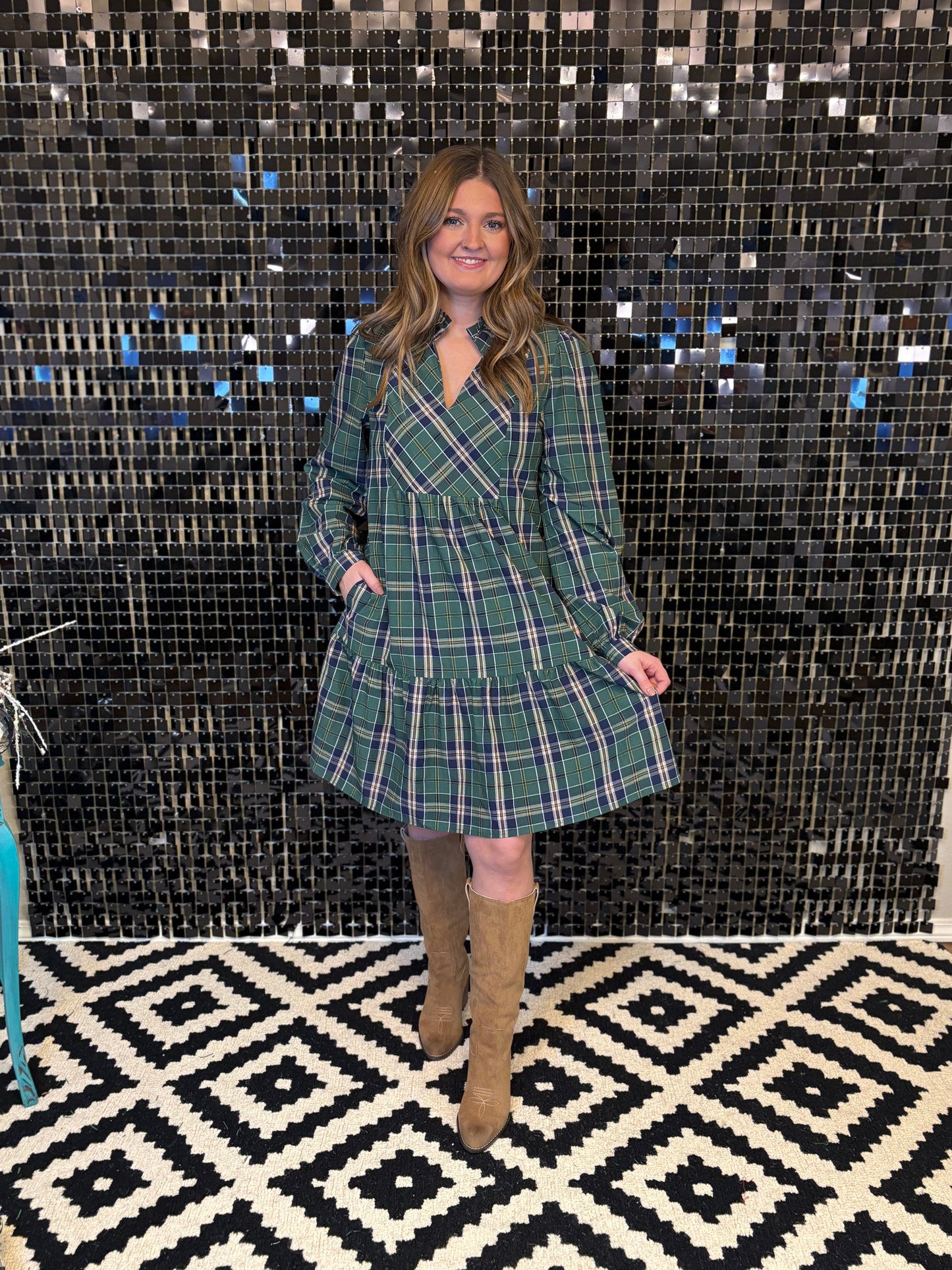 Evergreen Plaid Dress