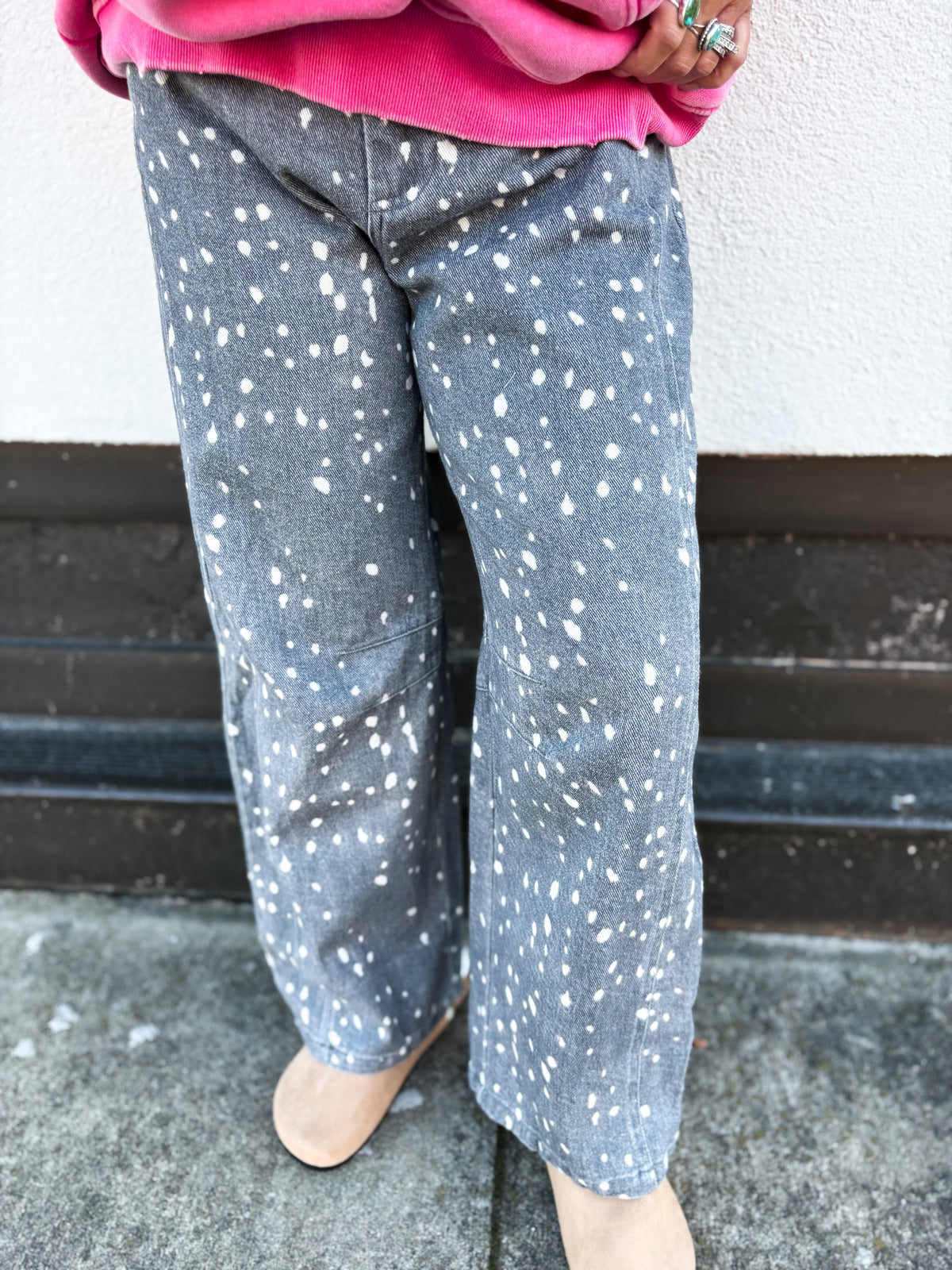 The Deer Print Barrel Jeans