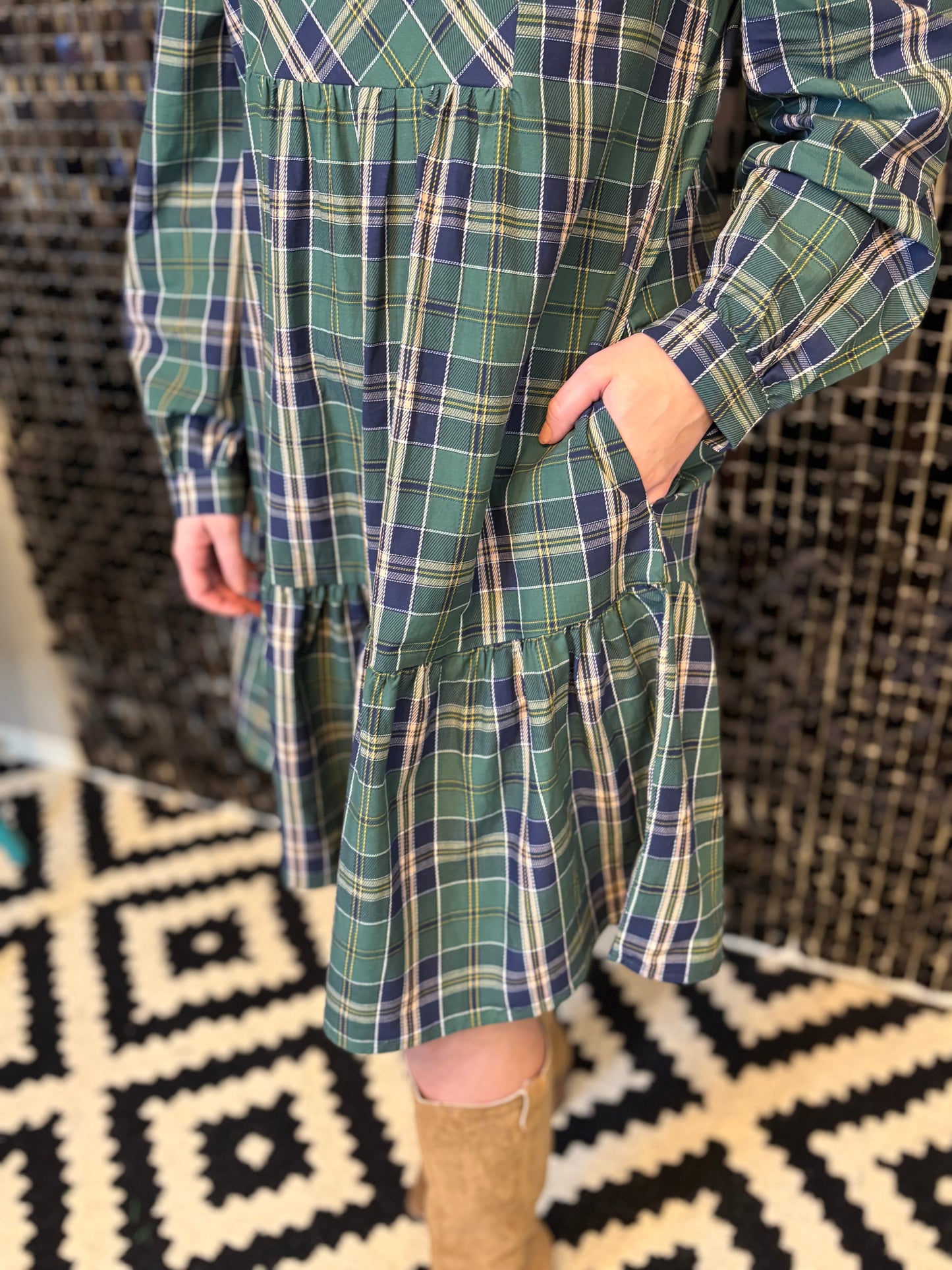 Evergreen Plaid Dress