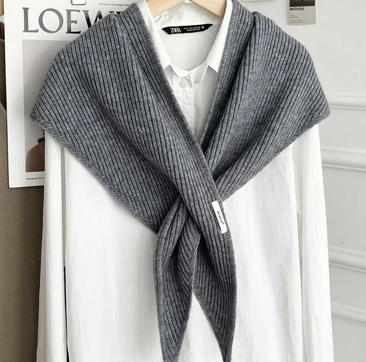 Gray Knit Scarf