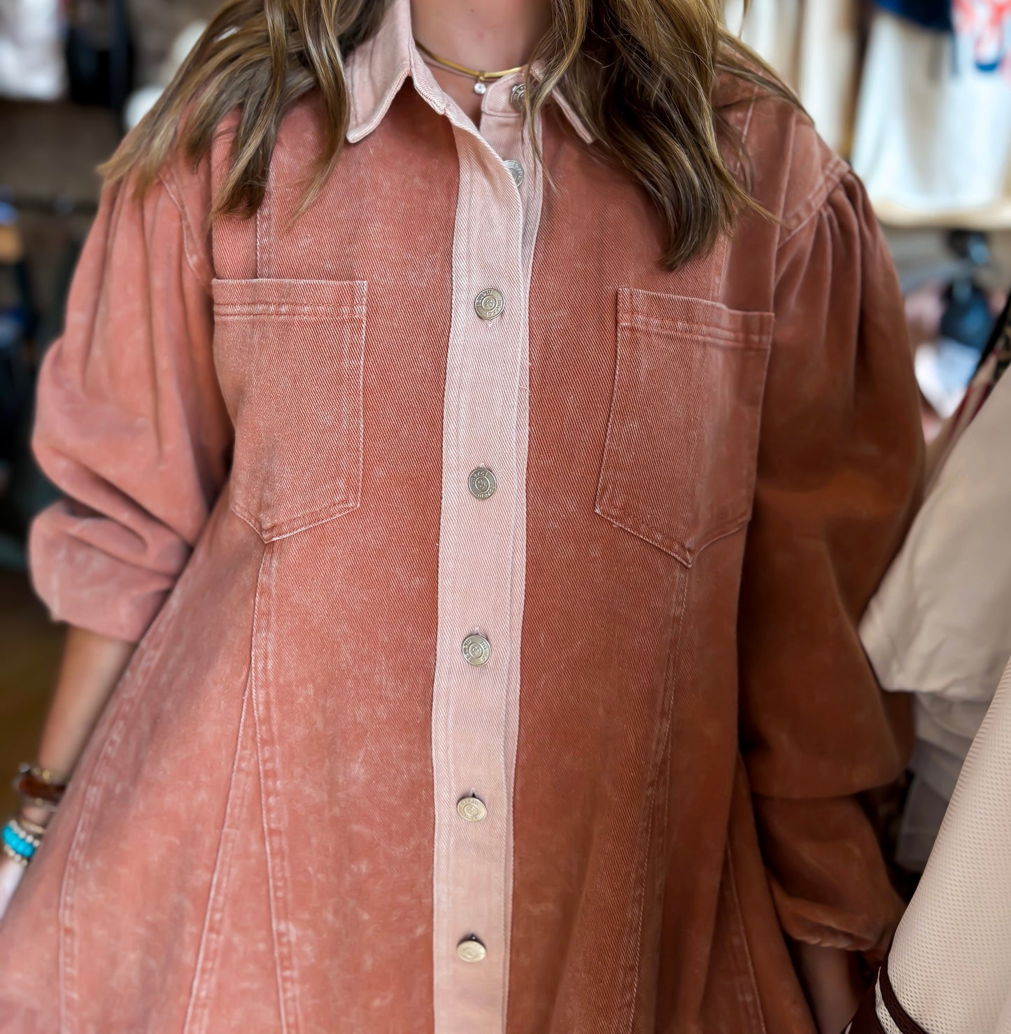 Blushing Denim Mini Dress