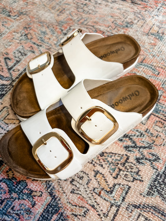 Joan White Cork Sandal