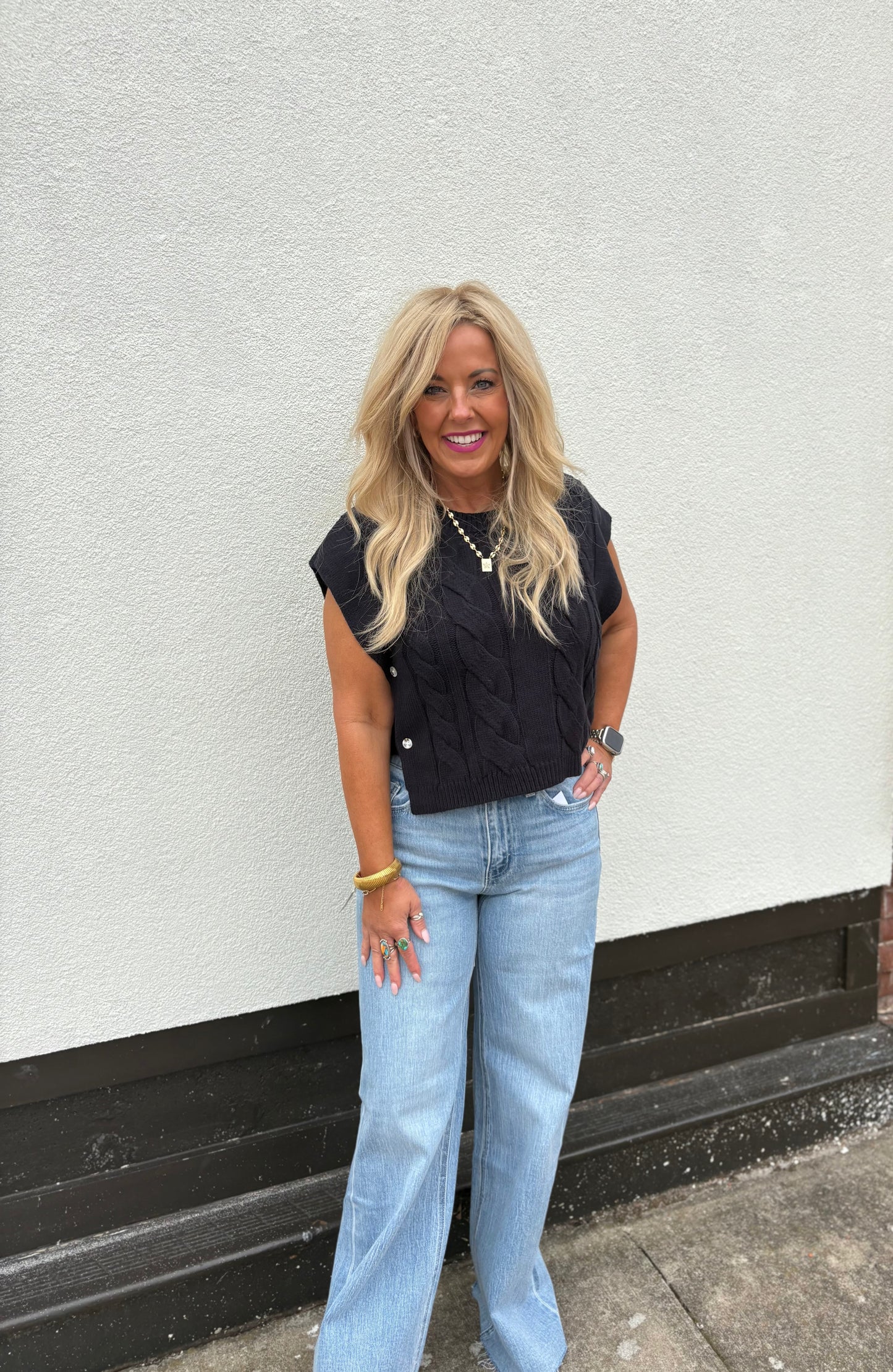 Side Note Sweater Vest - Navy