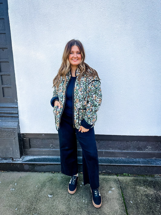 Vintage Feel Quilted Jacket - Forest