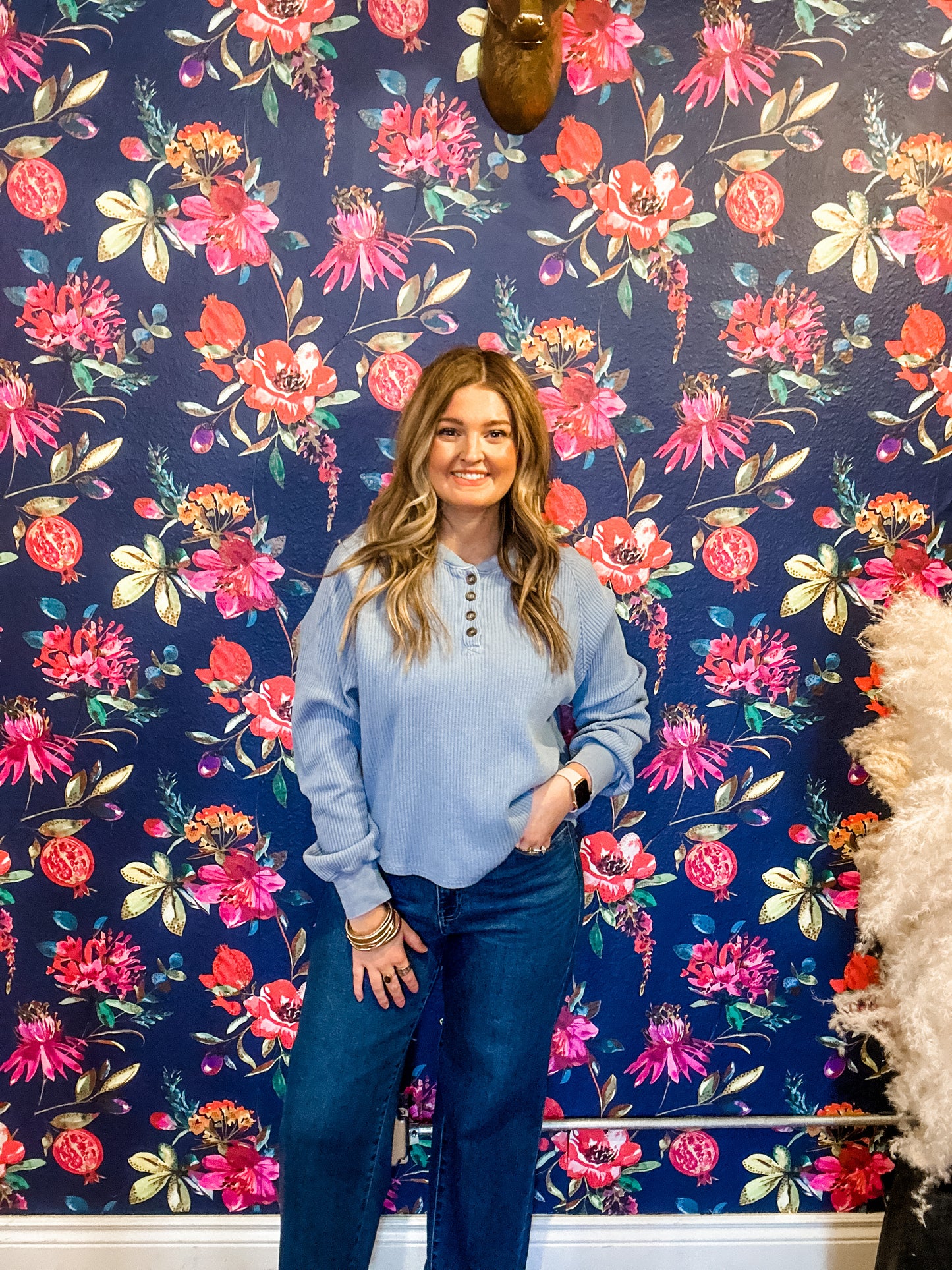 Essential Waffle Knit -Blue