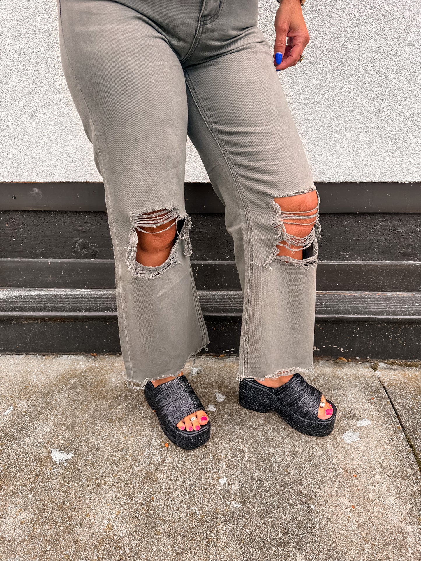 Olive Distressed Jean