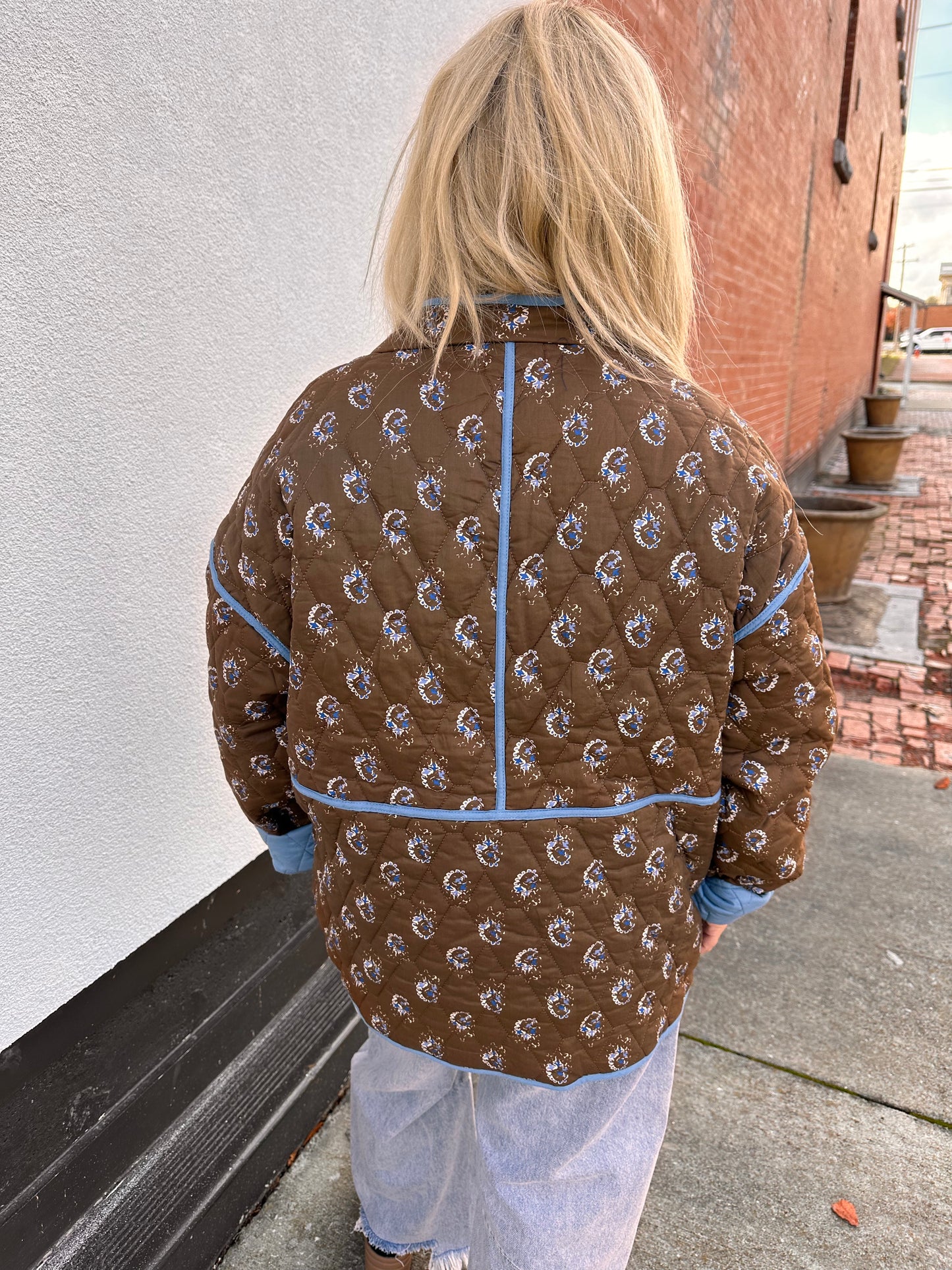 Vintage Feel Quilted Jacket - Mocha