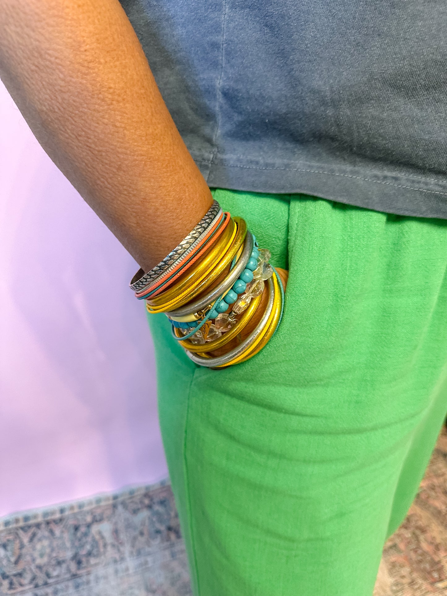 Kelly Green Linen Cropped Pant