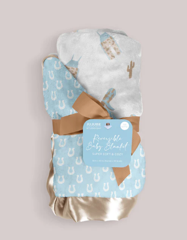 Reversible Blue Howdy Baby Blanket