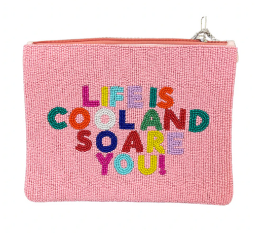 Life is Cool Beaded Pouch